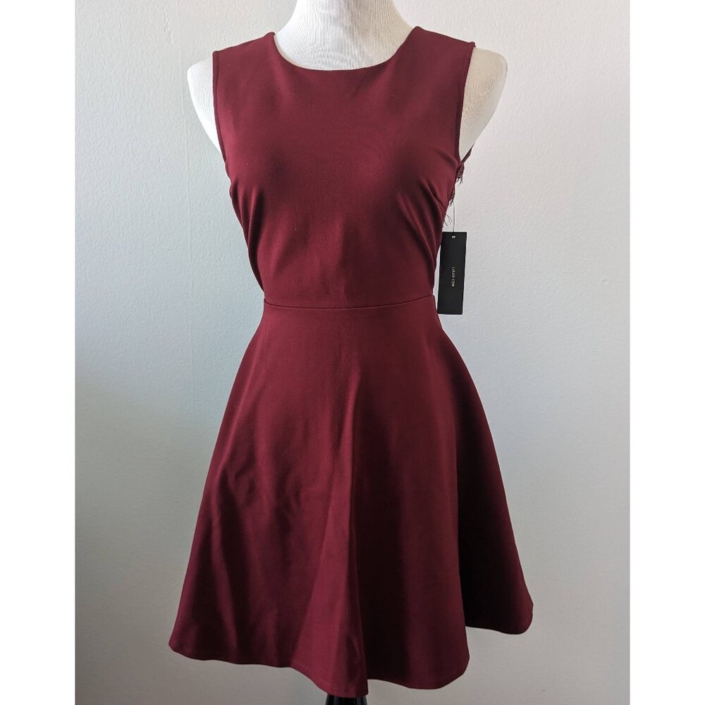 Wine Red and Lace Fit & Flare Dress NWT